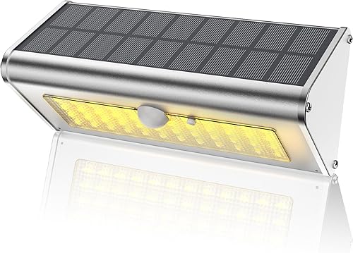 Super Bright Solar Lights Outdoor IP65 Water Proof, 1100 Lumens Wireless LED Motion Sensor Light, Aluminum Metal Housing Security Light for Yard