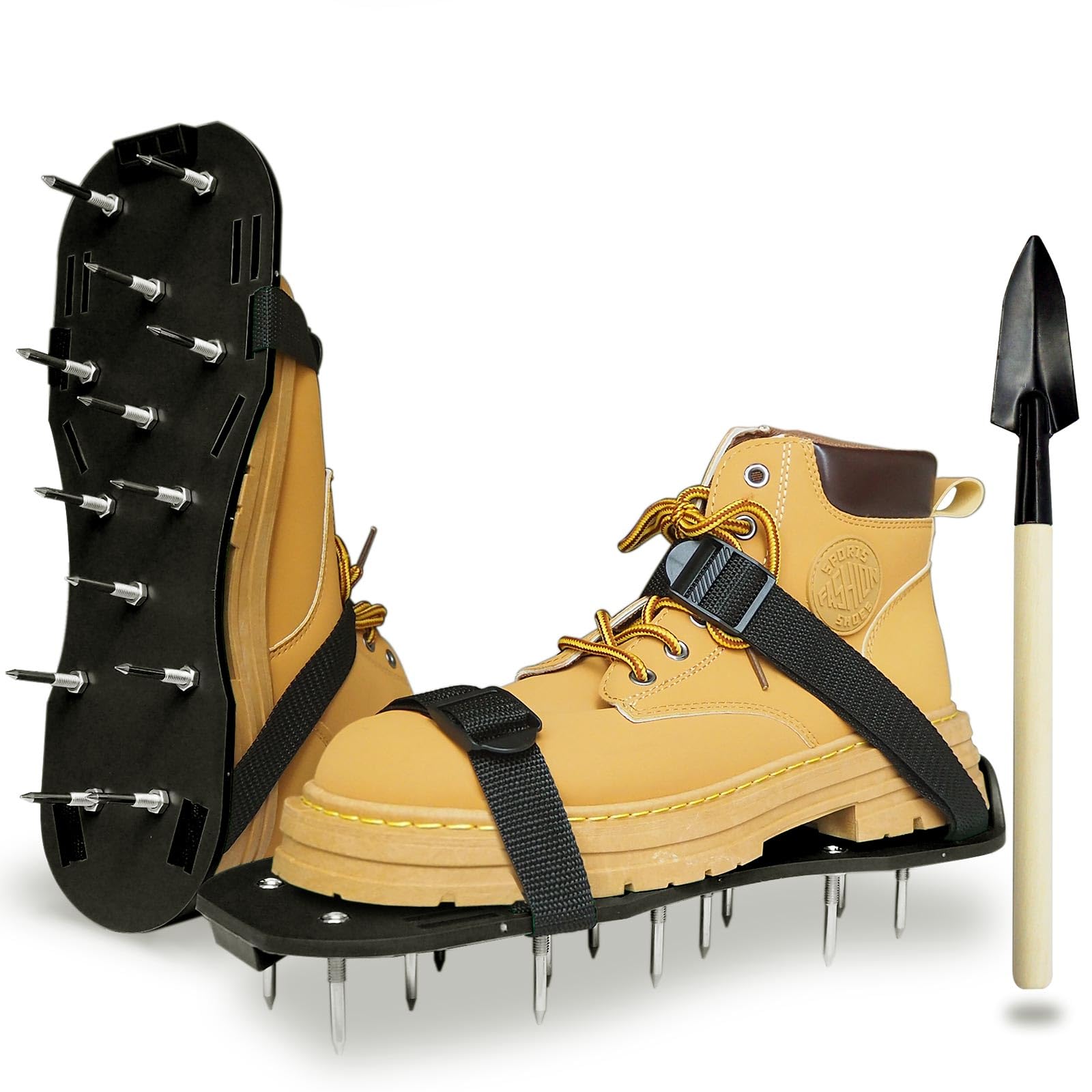 Photo 1 of Lawn Aerator Shoes with Adjustable Straps & Shovel - for Lawn Aeration or as Screed Shoes - Lawn Aerator Shoes as the Perfect Aerator Tool - Spike Shoes - Large