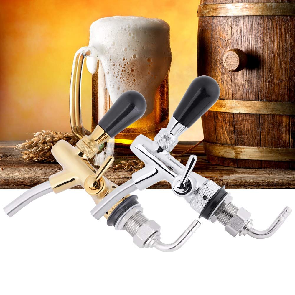 Robinet de Bière Réglable, Acier Inoxydable G5/8 Robinet de Bière Réglable Tige de Tirage Barre de Maison pour Système de Fût de Bière(Or)