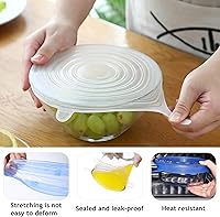 Vista 4 de 12 tapas de silicona elásticas reutilizables para almacenamiento de alimentos, fundas de silicona resistentes al calor para tazas, latas, tarros