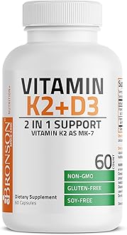 Bronson Vitamin K2 (MK7) with D3 Supplement - Vitamin D & K Complex Premium Non GMO & Gluten Free Formula, 60 Capsules