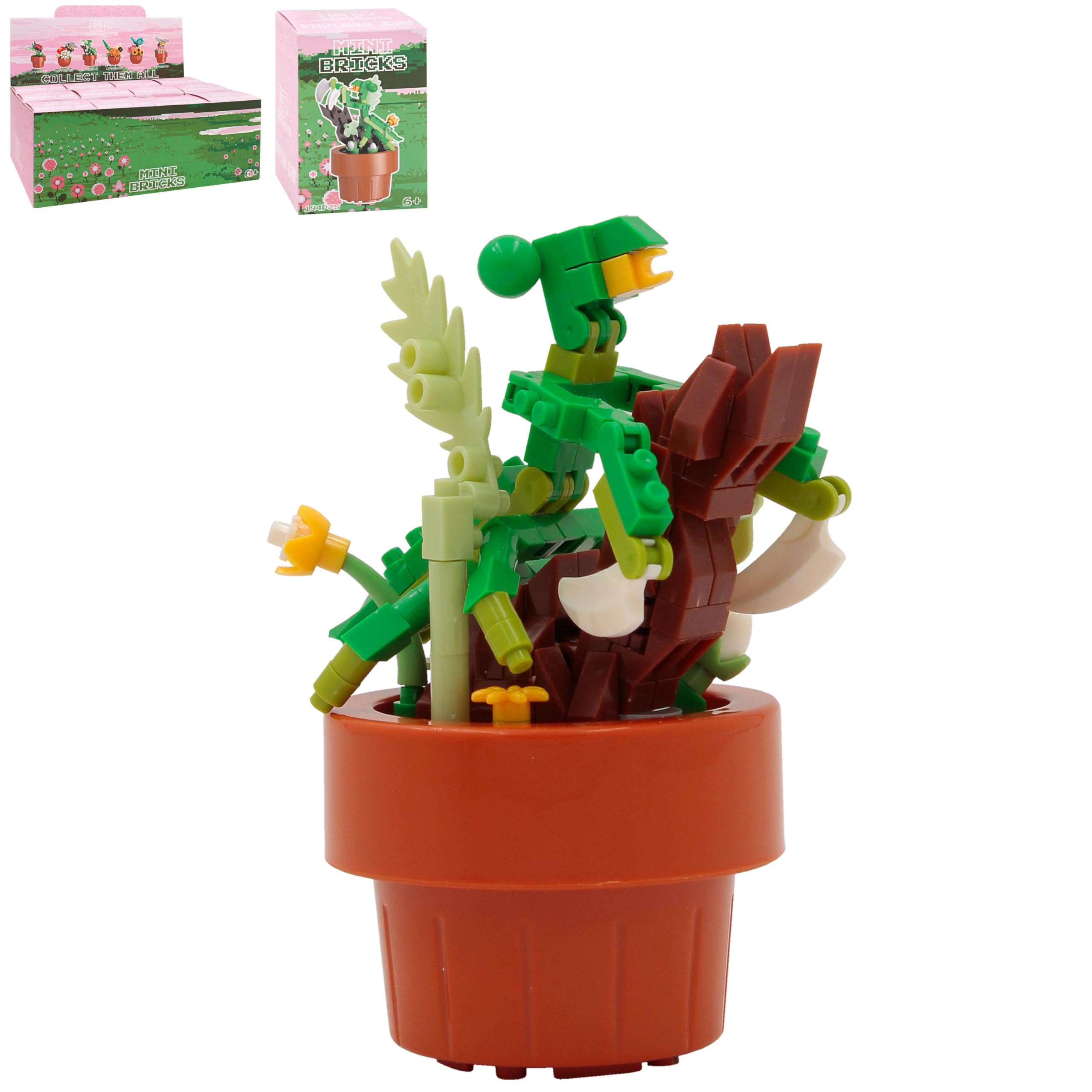 Lesser & Pavey Mini Bricks Flowers Grasshopper Building Blocks For Home & Office | Artificial Flowers Mini Pots For Decor | Micro Bricks Sets For Adults & Kids | Lovely Gift For Women & Men