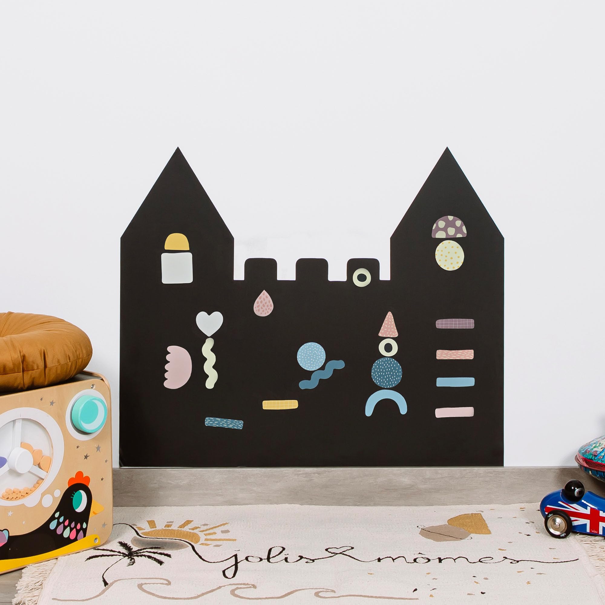 FERFLEX - Tableau Magnétique Noir Autocollant pour Chambre Ados et Enfant - Château Jouet