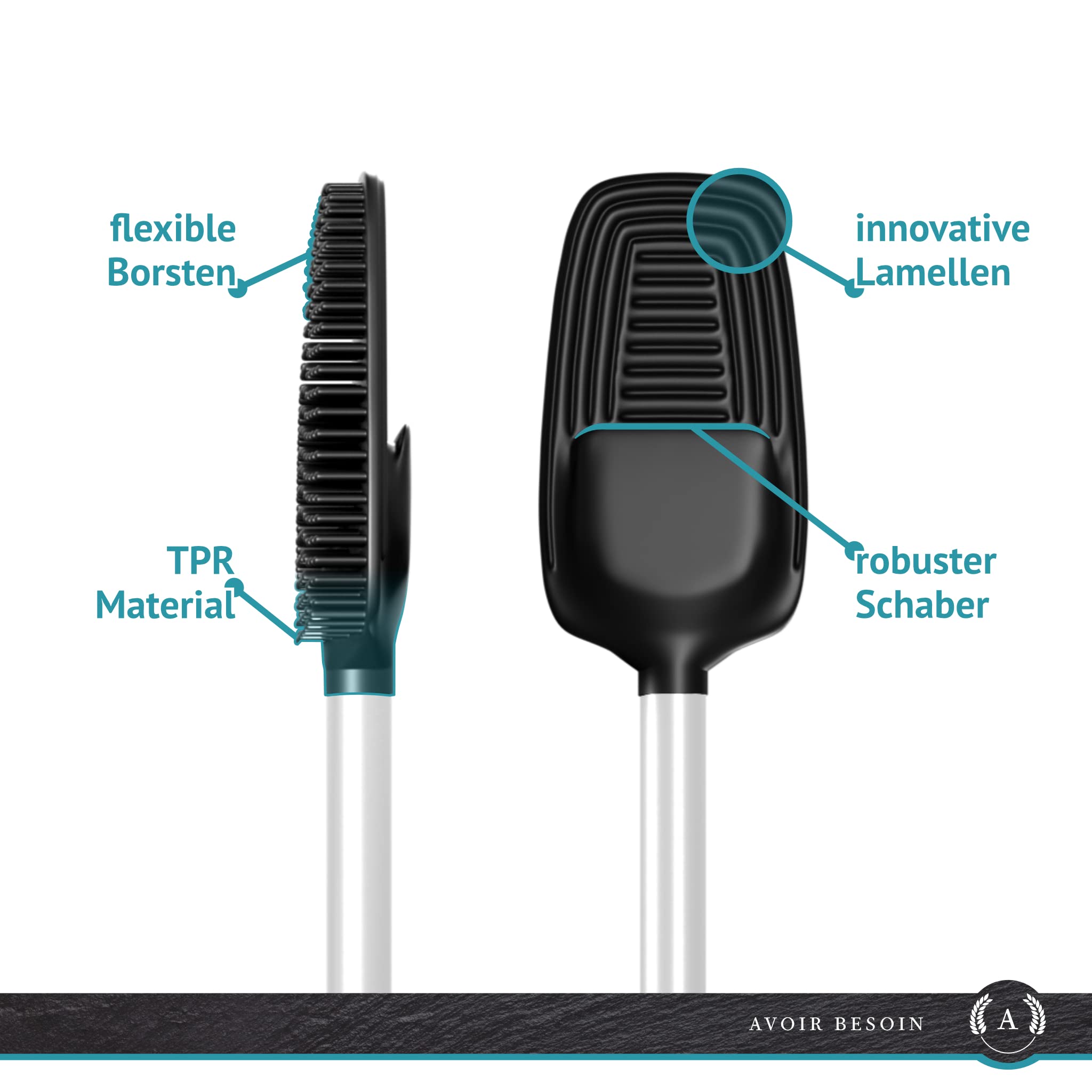 Avoir Besoin 2 x Flexible Silicone Toilet Brushes, Replacement Brush Head with Lotus Principle - Image 2
