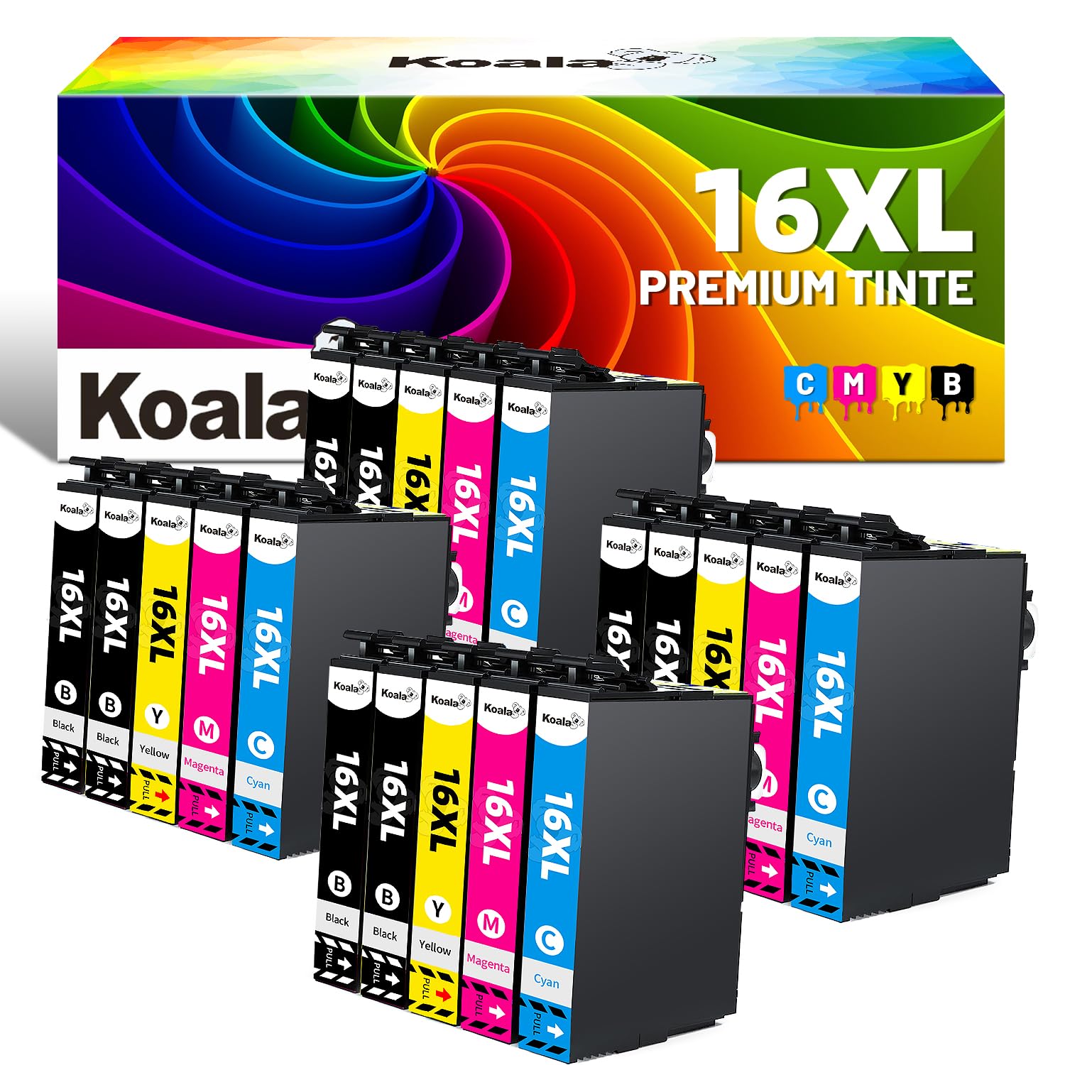 Koala Cartuccia d'inchiostro Compatibili per Epson 16 XL 16XL Multipack per Workforce WF-2760 WF-2750 WF-2660 WF-2650 WF-2630 WF-2540 WF-2530 WF-2010 WF-2510 WF-2520NF Stampante, Multipack 20 Colori