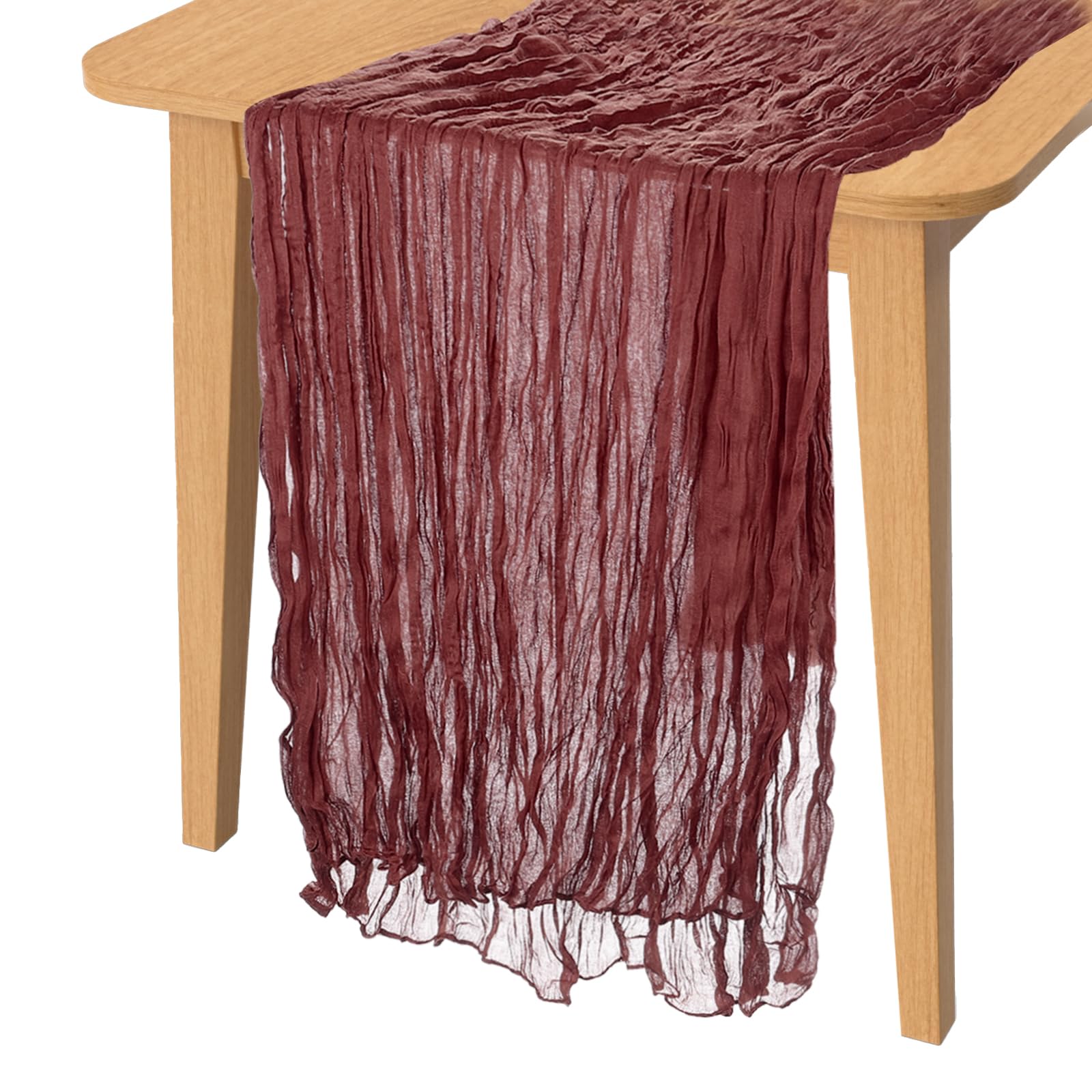 PATIKIL 10 Ft Cheesecloth Table Runner Rustic Gauze Terracotta Cheese Cloth Table Runner with Wrinkled for Bohemian Wedding Party Bridal Shower Table Decoration