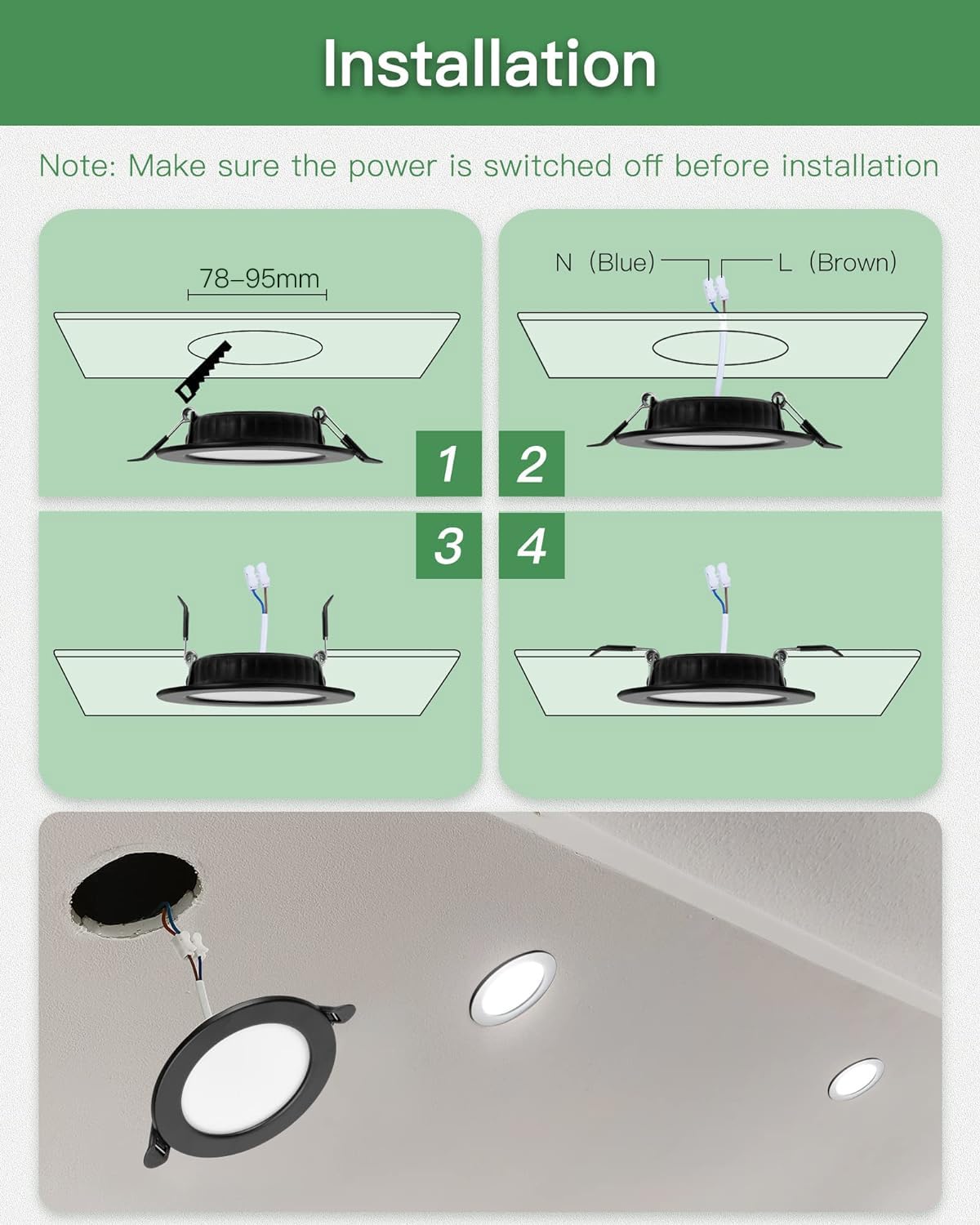 Dexnup Spot encastrable LED ultra plat 230V - Lot de 6 spots