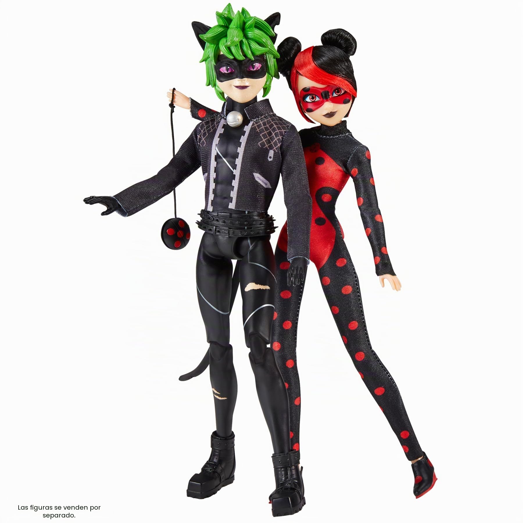 Miraculous Mariquita y gato Noir Juguetes Claw Noir muñeca de moda | Muñeca articulada de 26 cm Claw Noir con accesorios | Figura de superhéroe adolescente Miraculous | Gama Bandai Miraculous Dolls