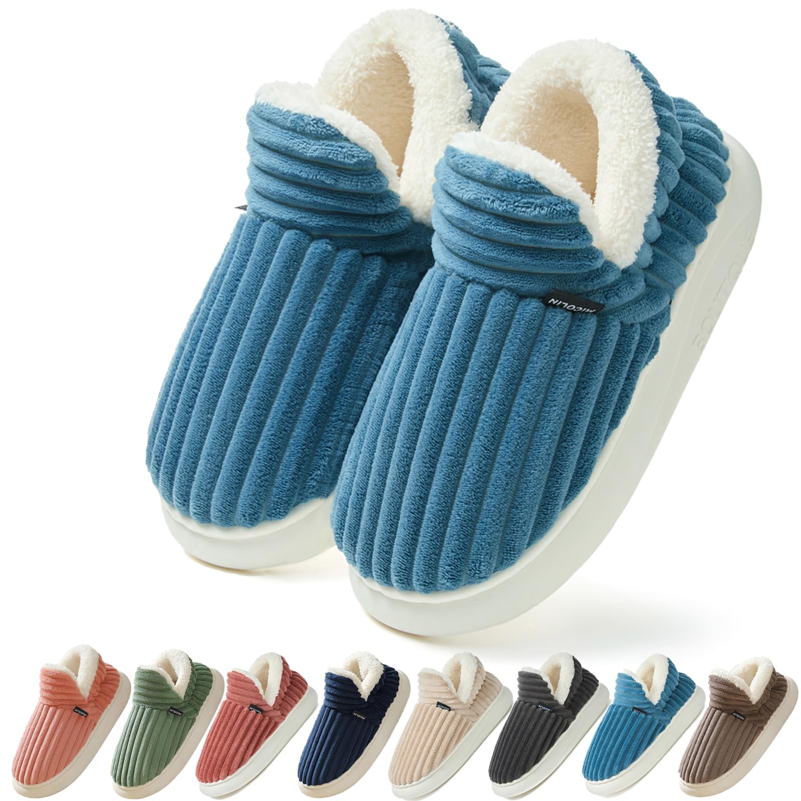 Coswind Pantofole Donna Uomo Invernali Ciabatte Calde Chiuse Peluche with Memory Foam Pelose Eleganti Comode Morbide Antiscivolo