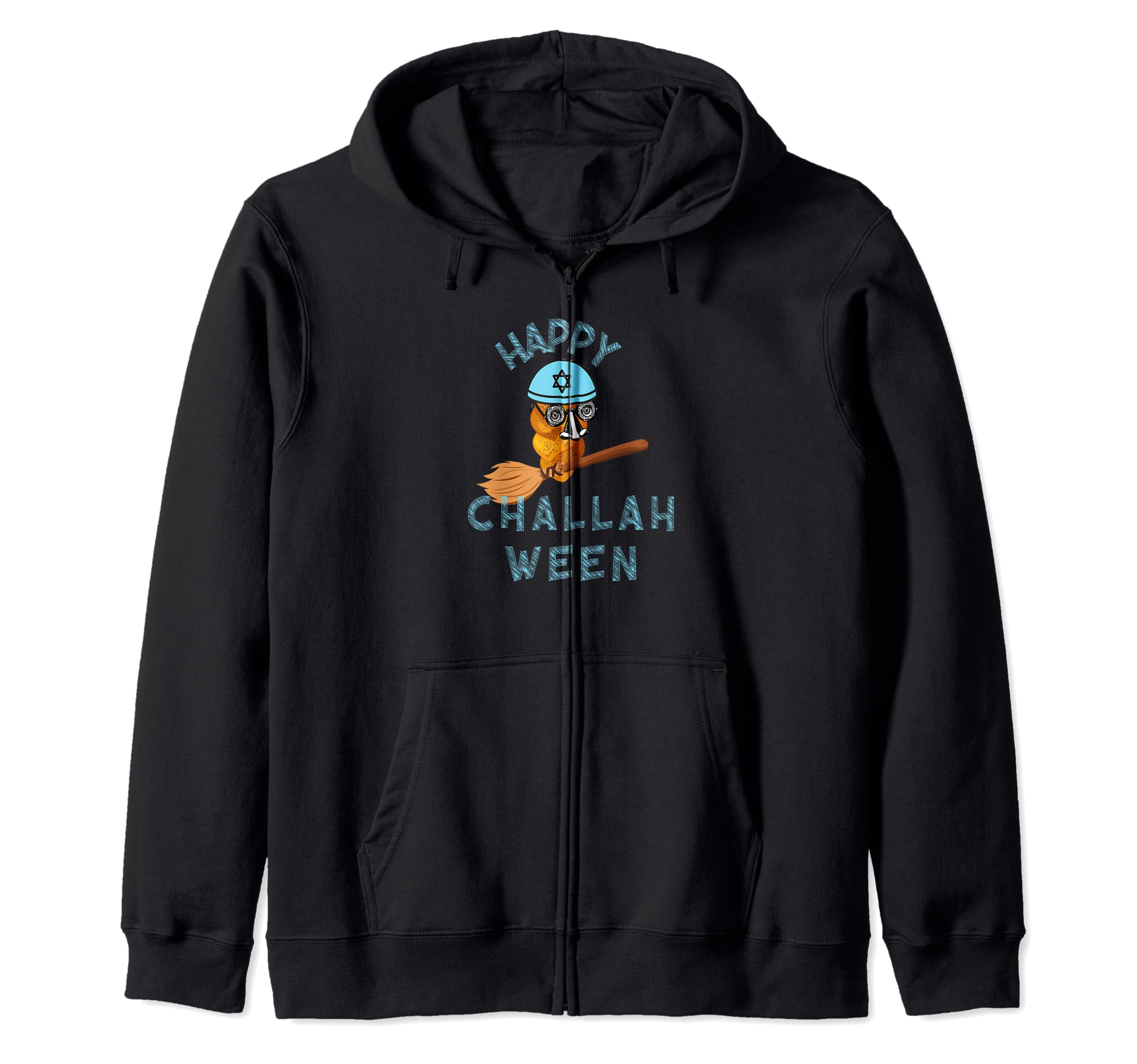 Happy Challah Ween Jewish Holiday-Fun Family and Food Zip Hoodie