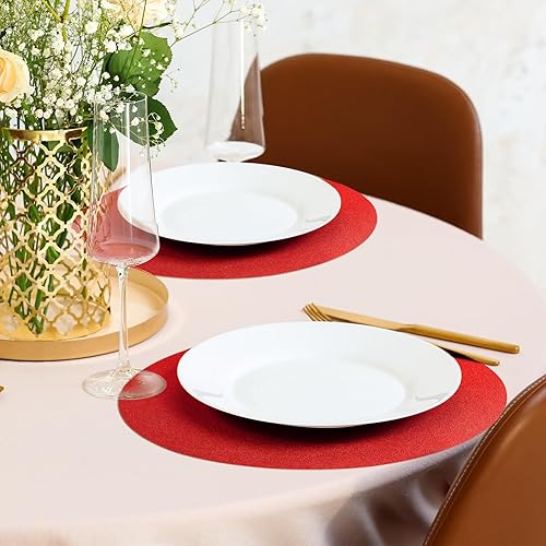 Miniatura 6 de Patelai Manteles individuales de papel con purpurina de 13 pulgadas, desechables, manteles individuales redondos, manteles individuales decorativos