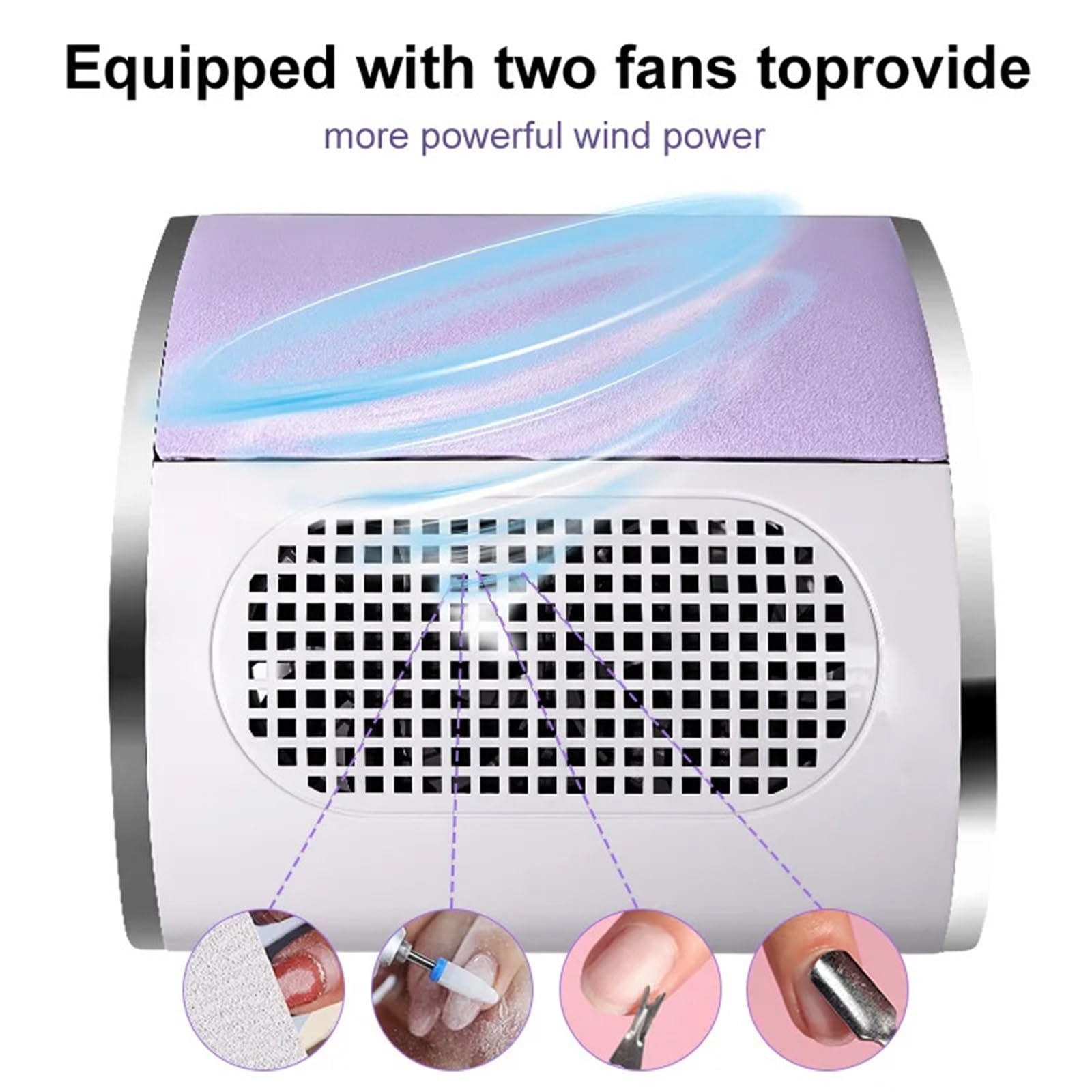 MRKU Aspiradora de manicura con Filtro Lavable, aspiradora de bajo Ruido y Doble Ventilador de Escritorio de 80 W de Alta Potencia.