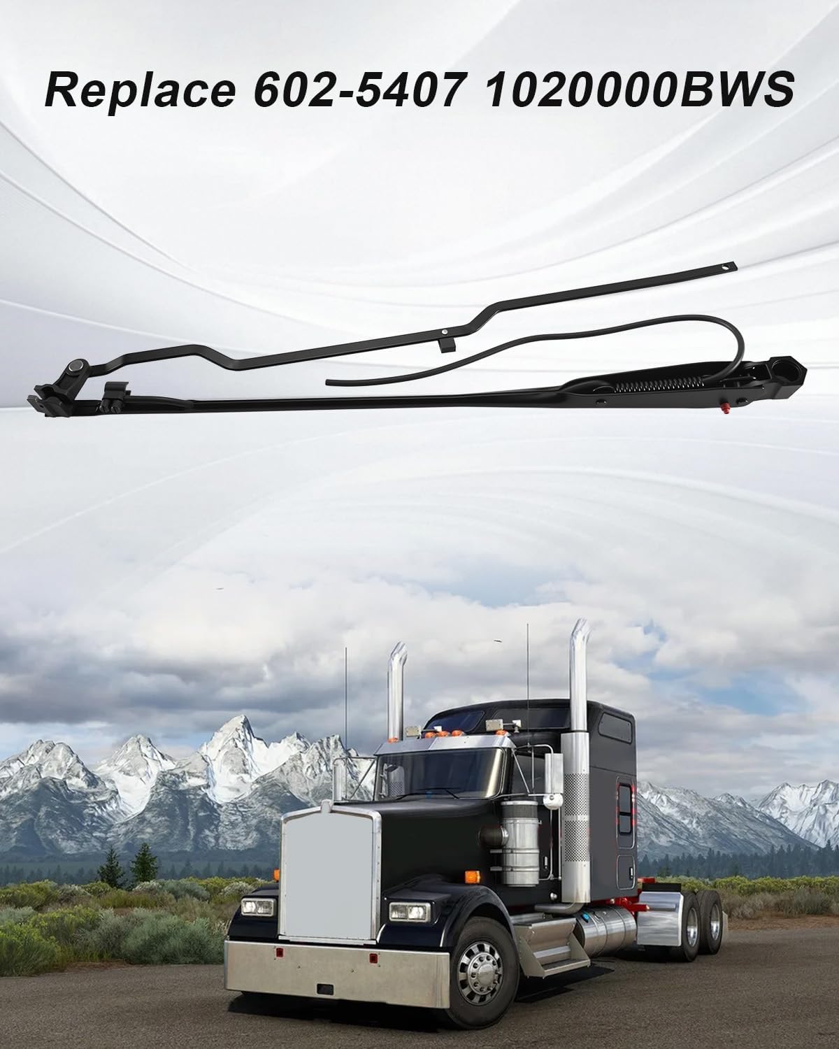 1020000BWS 602-5407 Passenger Side Windshield Wiper Arm Fit for Kenworth W900 2000 2001 2002 2003 2004 2005 2006, Right Wiper Arm