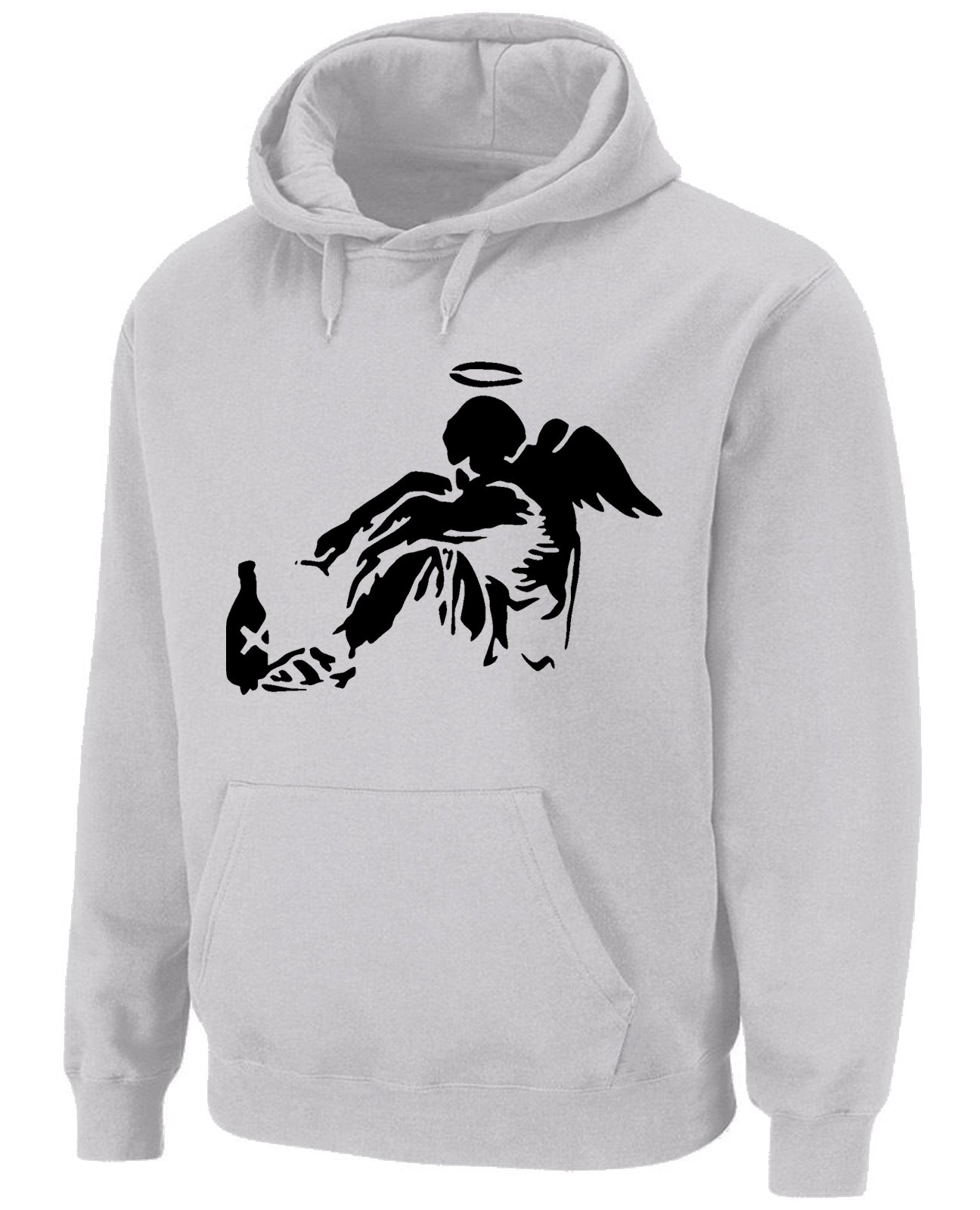 Tribal T-Shirts Mens Banksy Fallen Angel Hoody (XL, Grey)