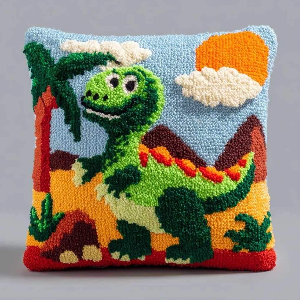 AxiangziK Latch Hook Kit for Adults 43x43cm,Cartoon Dinosaur