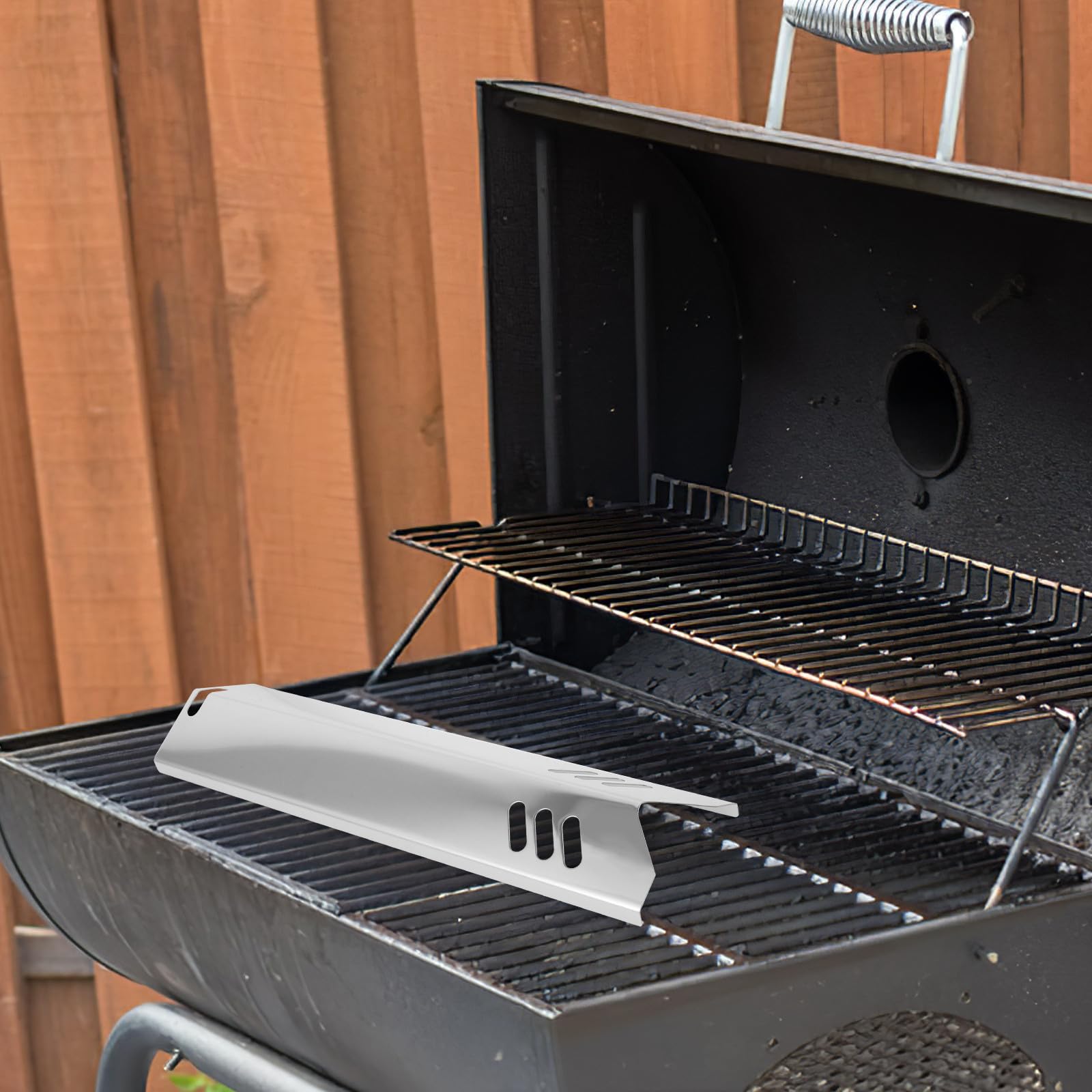 Brennerabdeckungen und Gleichmäßiger Wärmeverteilung mit Glatter Oberfläche 4 Stück Edelstahl Ersatzteile Zubehör für Gasgrill für Camping und Grillen