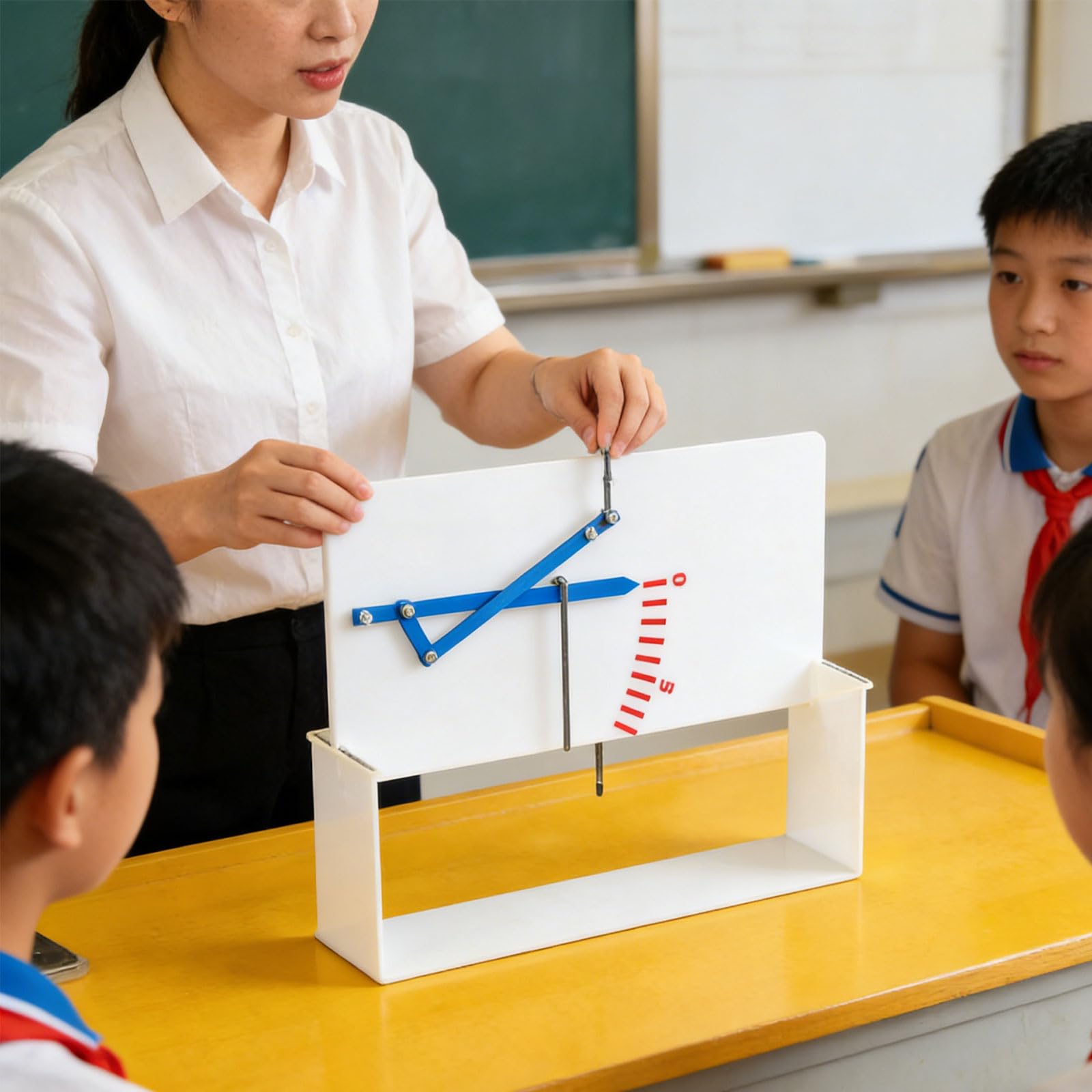 Ayuda para la enseñanza de física, demostrador de deformación de palanca óptica de metálico para experimentos en, dispositivo de palanca óptica de laboratorio de ciencias