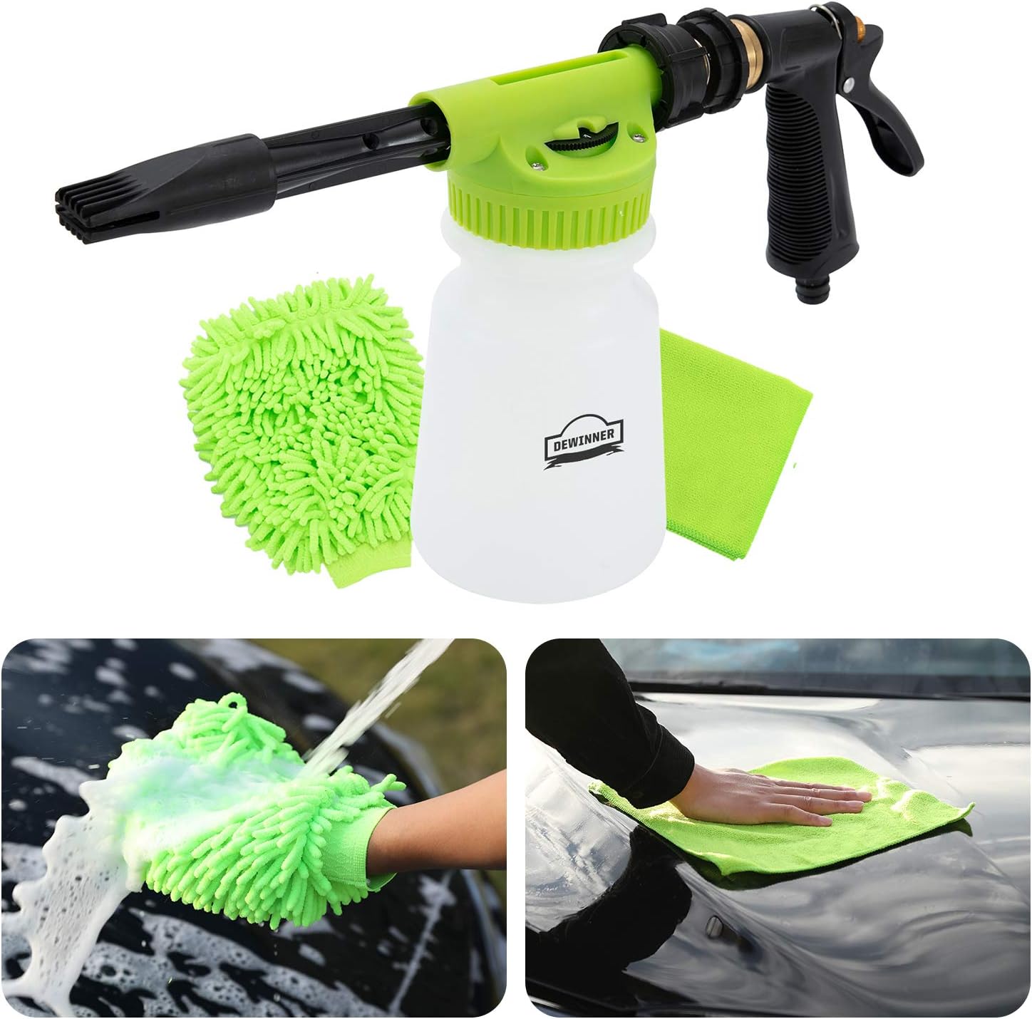 Car Wash Foam Canon, DEWINNER Foam Blaster, Quick Release Soap Washer gun, Quick Connect to Garden hose Snow Foam Lance,Auto Washer Sprayer, With Cleaning Kit