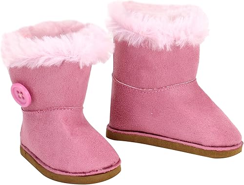 Miniatura 2 de Elegante muñeca de 18inch botas. Se adapta a 18" American Girl Dolls y Más. Muñeca Zapatos de Pink Suede Estilo Boots WPink botón lateral y rosa piel