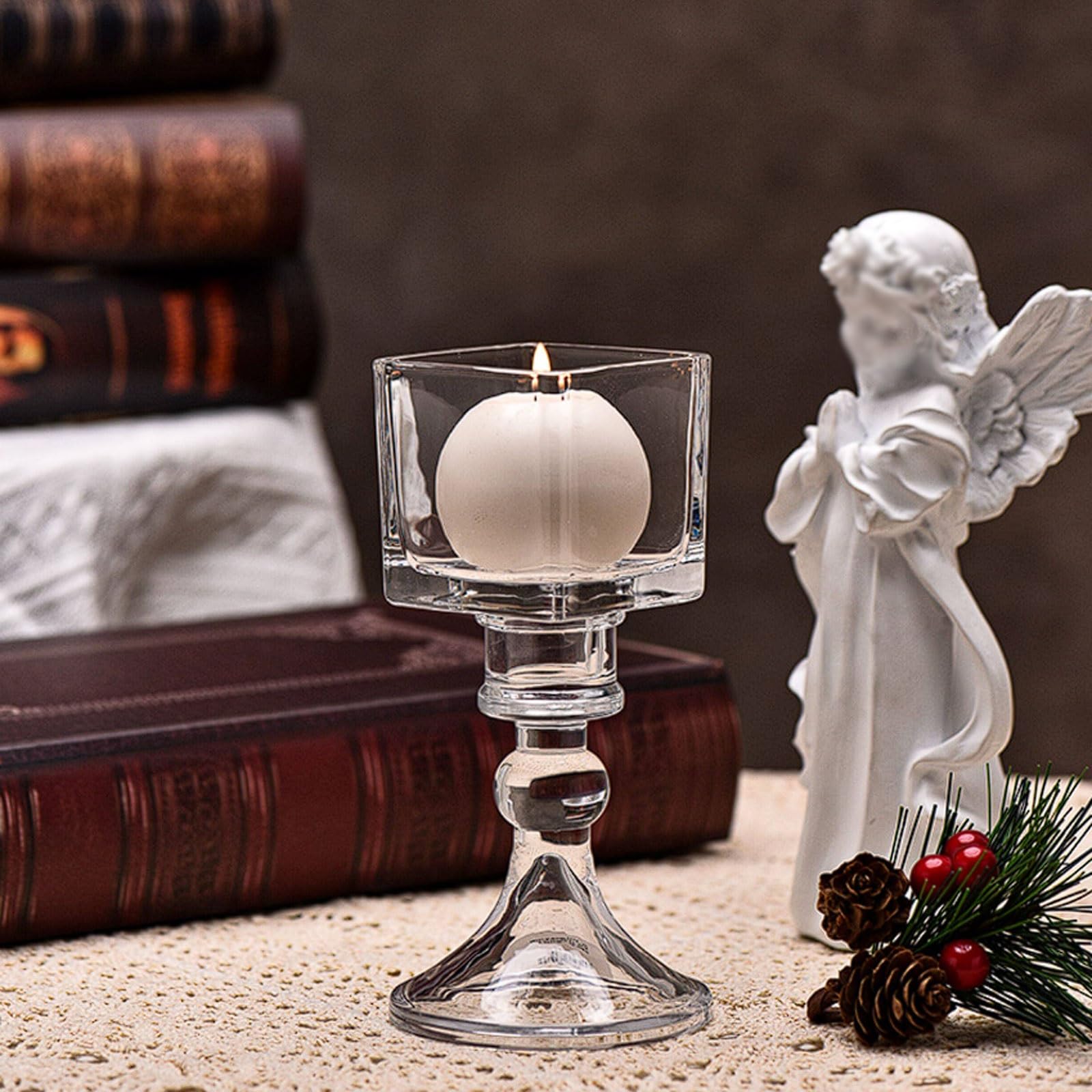 Ensemble de 3 bougeoirs en Verre Cristal, Compartiment à Bougies carrés, Design Romantique, pièce maîtresse Table, décoration d'intérieur