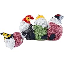 Garden Gnomes Outdoor Statues 4 Buddies Resin Figurines Cute Mini Decorations for Yard Home Kitchen Decor Funny Lawn Ornaments Outside Women Gnome Gifts Yard Art Sculptures