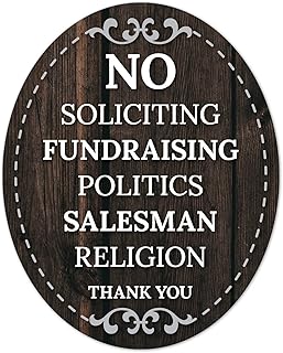 No Soliciting Fundraising Politics Salesman Religion Thank You Sign, (SI-1525) 4x5 Inches, Aluminum Composite Made in USA