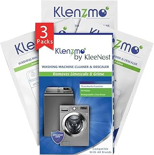 Klenzmo by Kleenest Washing Machine Cleaner & Descaling Powder, Descaler for top load and front load Washing Machine Drum Cleaner & Tub Cleaner 180g 3 pouch (Pack of 1)