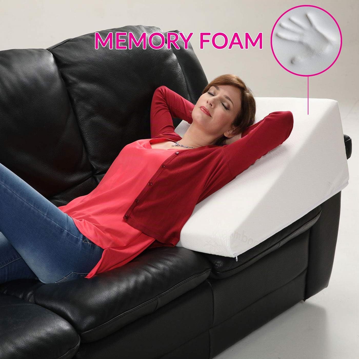 GEEMMA s.r.l. Cuscino cuneo anti reflusso DISPOSITIVO MEDICO detraibile memory foam | Cuscino da lettura Poggia schiena cuscini gravidanza cuscino per circolazione gambe