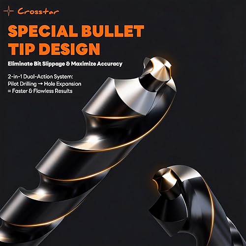 Vista 3 de Crosstar M35 Cobalt Drill Bit Set - 21pcs 1/16"-1/2" TiAlN Coated Self-Centering Metal Drill Bits for Thin Hardened Steel, Stainless Steel