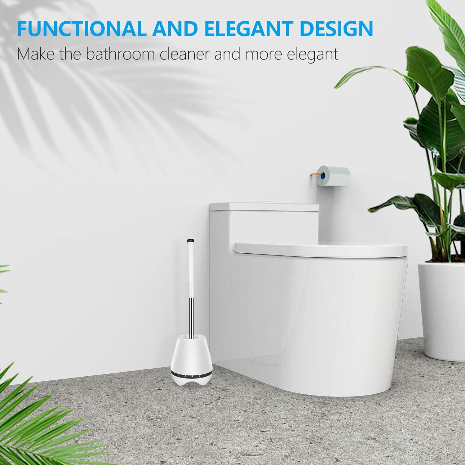 Toilet Brush and Holder Silicone Toilet Bowl Brush 304 Stainless Steel Brush Handle Bathroom Cleaning Bowl Brush Kit with Tweezers Sturdy Cleaning Toilet Brush : Health & Household