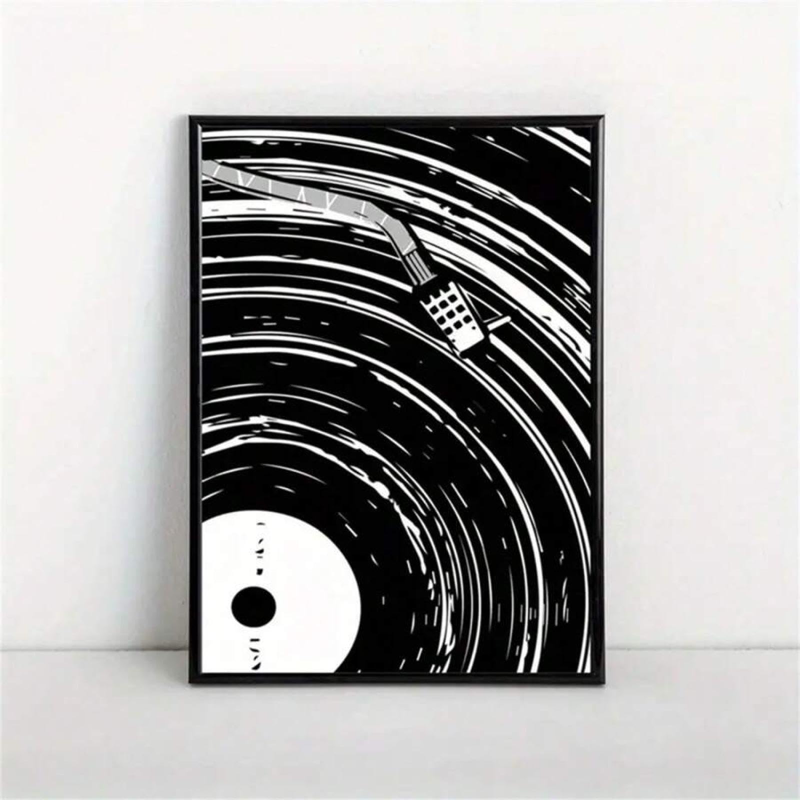 BHTMOI Quadro su tela di arte moderna incorniciato disco in vinile quaderno poster amante della musica decorazione da parete per soggiorno camera da letto 21x30 cm (8x12 pollici) con cornice nera