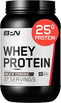 BARE PERFORMANCE NUTRITION, BPN Whey Protein + Casein Protein Powder Blend, Milk N Cookies, 25g Protein per Serving Supports Lean Muscle Recovery, 27 Servings, Third Party Tested