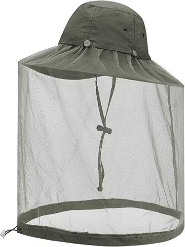 Sombrero de pesca para hombre, protección solar UV al aire libre, sombrero de ala ancha con cubierta facial y solapa para el cuello