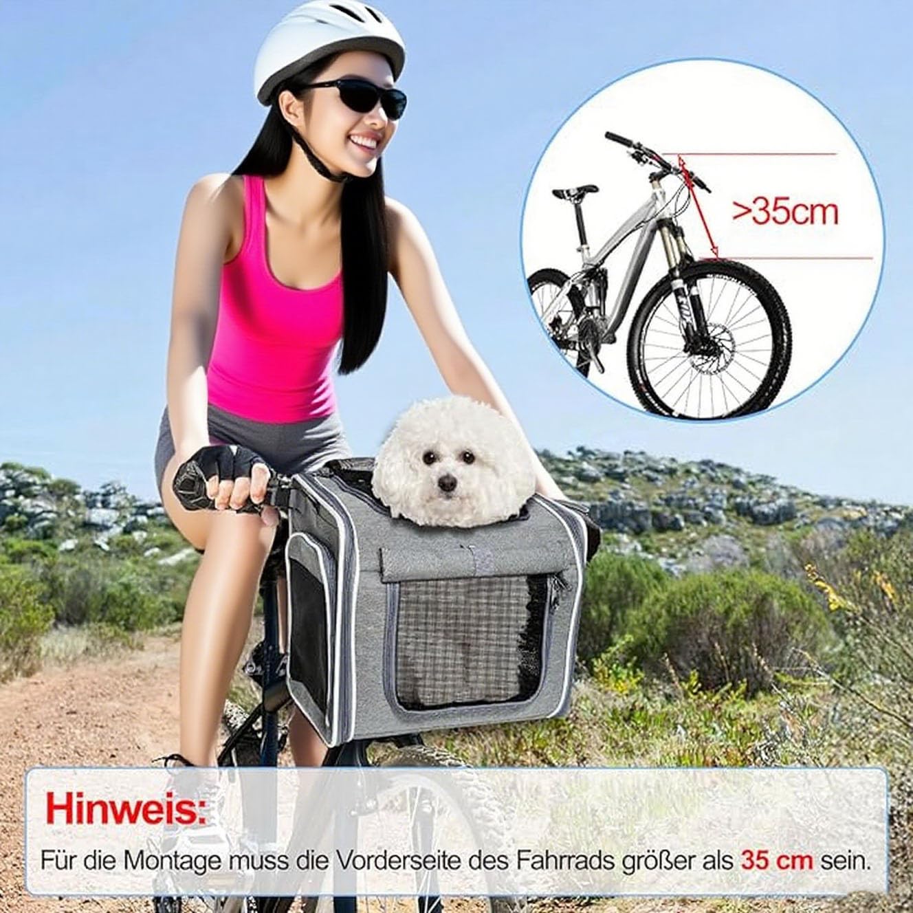 Hundekorb Fahrrad Vorne,Erweiterbarer Faltbarer Hund Bike Korb,Haustier Fahrradkorb Mit 4-Offenen Türen 4-Mesh-Fenster,Hundefahrradkorb Vorderkorb Tiere bis 10 kg,Für Kleine Hundekatzen Welpen Pet