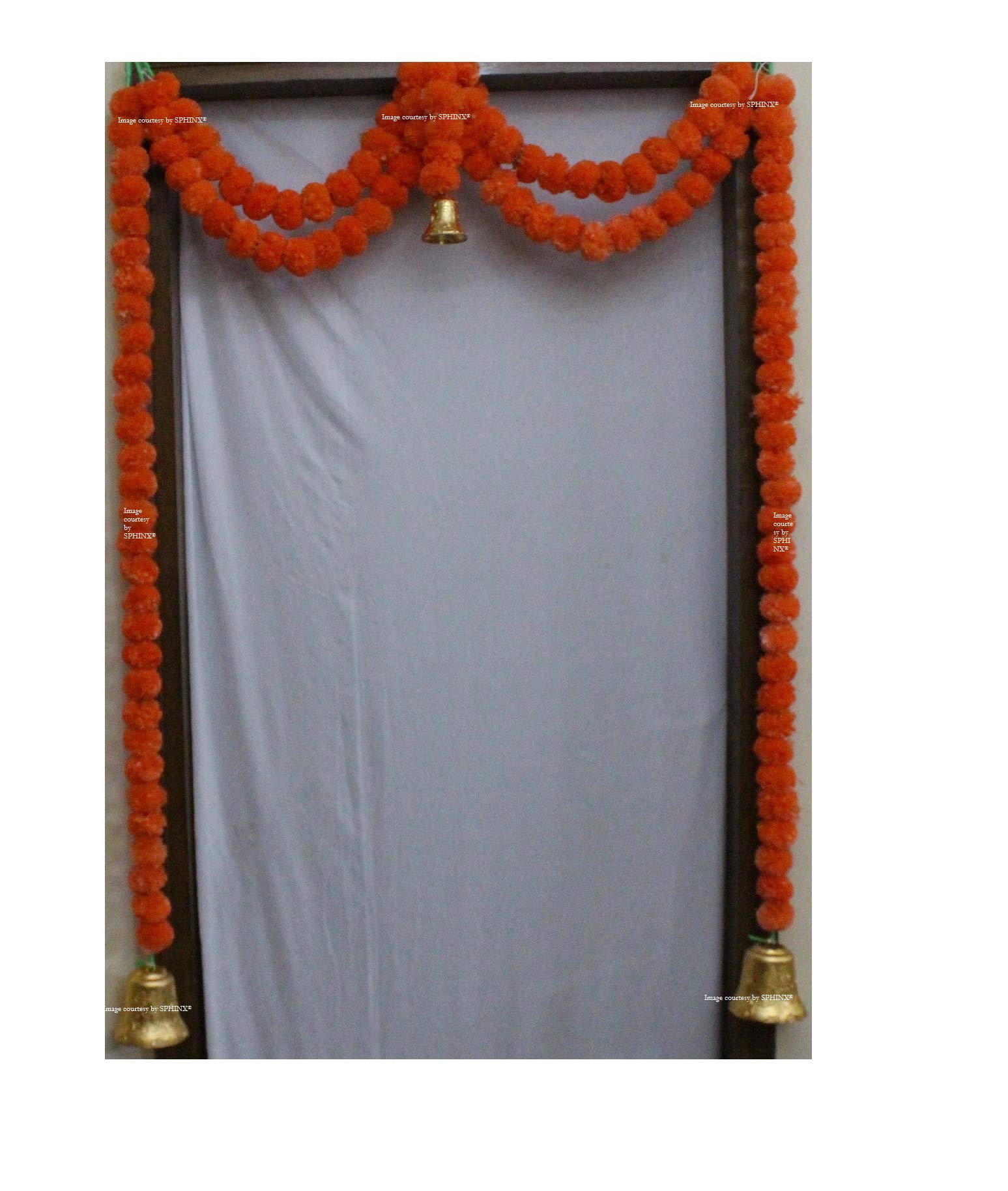 SPHINX ARTIFICIAL MARIGOLD FLUFFY FLOWER GARLANDS DOOR TORAN SET/DOOR HANGINGS -DARK ORANGE (APPROX 100 X 152 CMS)