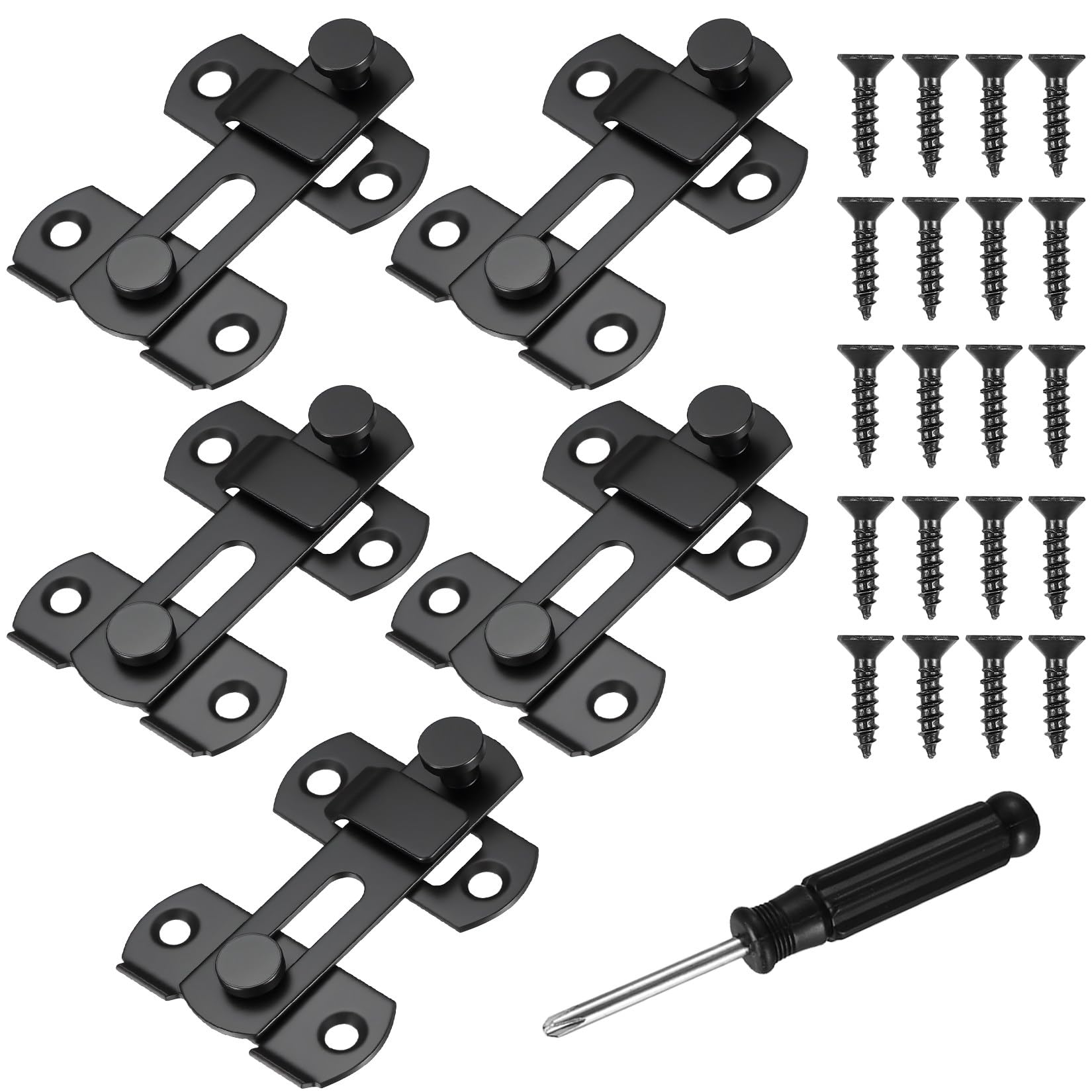 5 Pcs Door Latch, 3 inch Flip Sliding Barn Door Lock Latches, Stainless Steel Metal Flip Gate Latch Locks
