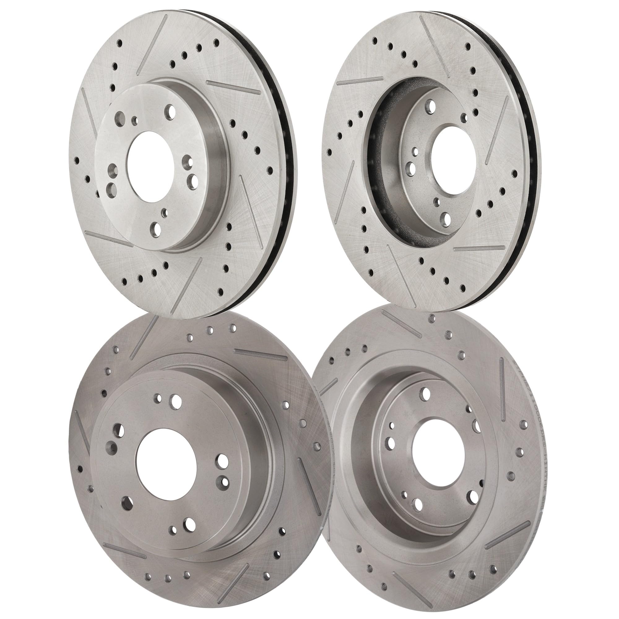Garage-Pro Brake Disc 4-Wheel Set Compatible with Honda Accord 2005, 2008-2017 Front and Rear, Cross-drilled and Slotted, Front-Vented/Rear-Solid, 5