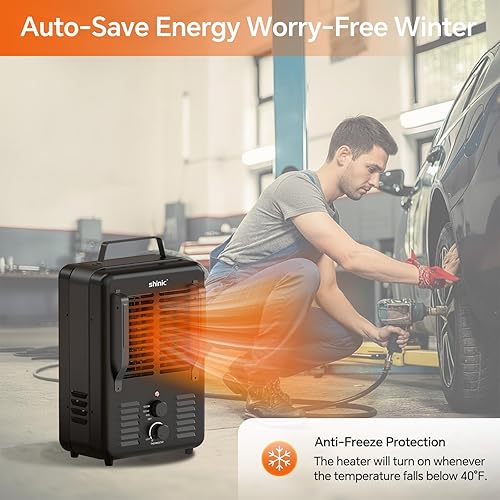 Miniatura 6 de Shinic Calentador Milkhouse de 1500 W, calentador utilitario Milkhouse con termostato ajustable, protección contra sobrecalentamiento y vuelco,