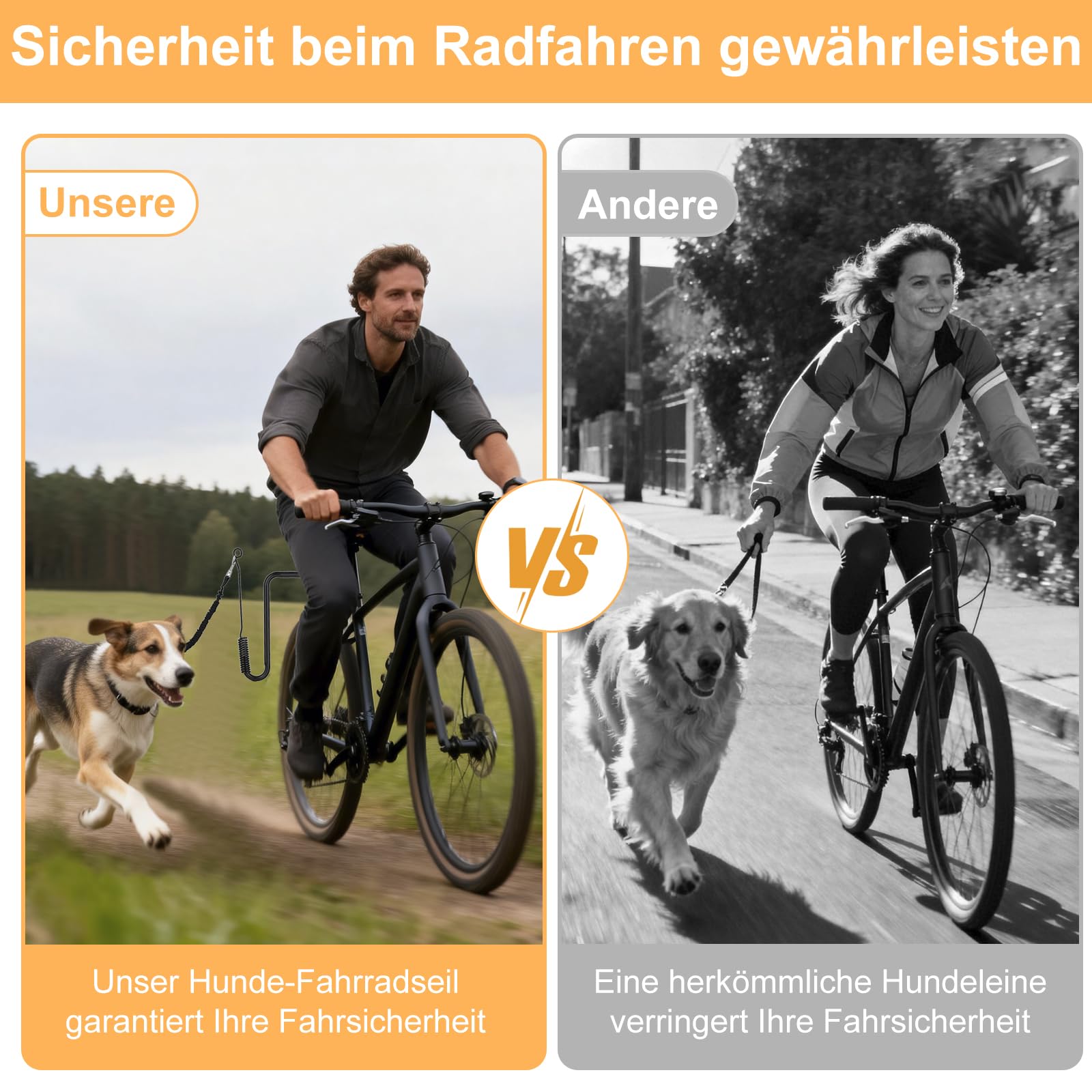 Correa de bicicleta para perro, correa de perro para bicicleta manos libres, resistente a los golpes, correa de bicicleta ajustable, soporte para perros para perros medianos y grandes para