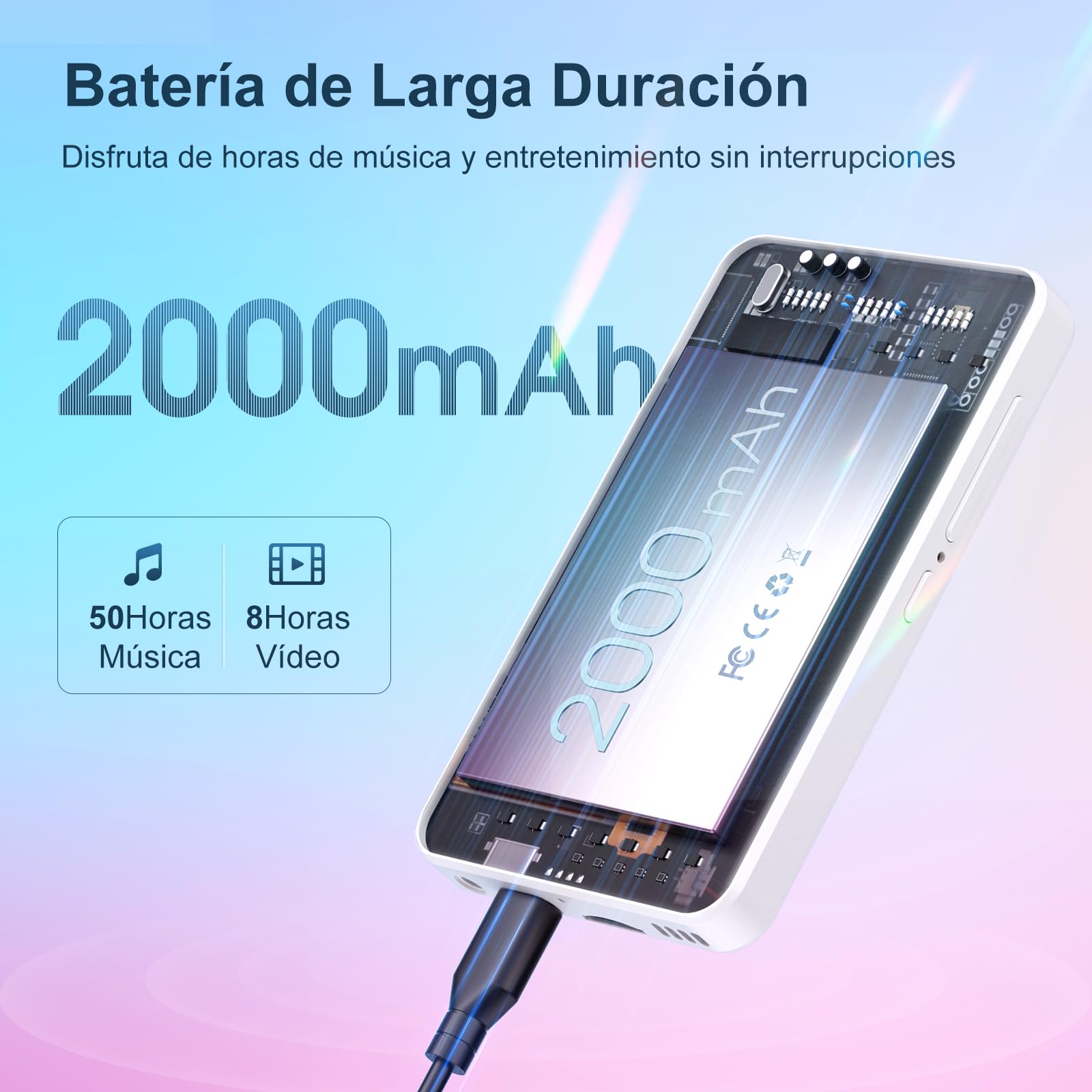 MECHEN Reproductor MP3 con Bluetooth y WiFi,4” Pantalla Android 9.0, Compatible con Amazon Musik, Deezer, Spotify y Audible para Niños, Incluye Radio FM y Grabadora, 512GB Ampliable (Blanco)