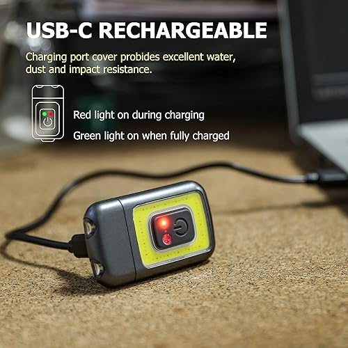 Miniatura 5 de Luz de circulación de 800 lúmenes, luces recargables con clip con iluminación rojaverde, visión nocturna, 5 modos, luz LED de seguridad ligera para