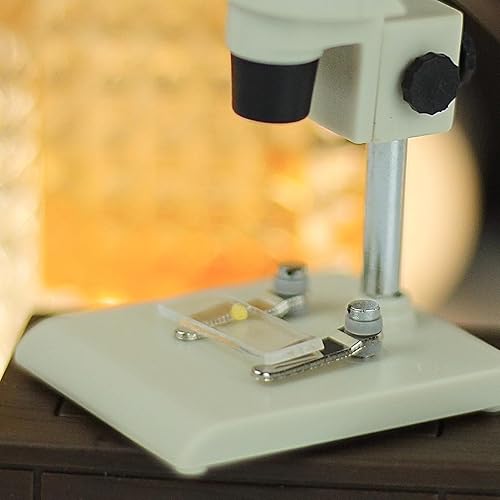 Miniatura 7 de Microscopio en miniatura, mini herramienta de laboratorio de casa de muñecas de plástico para casa de muñecas, escena STEM, kit de casa de muñecas