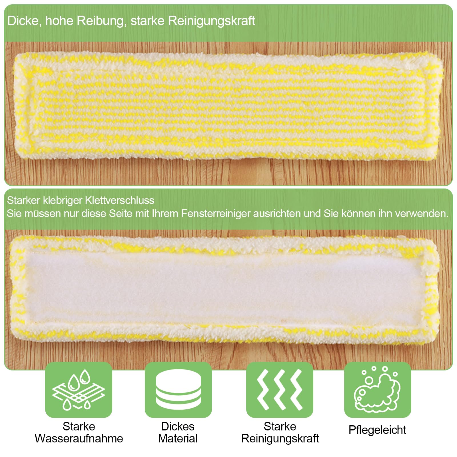 KEMUZ Ersatzpads 2er-Pack Für Kärcher WV2, WV5, WV6 – Mikrofaser, Waschbar, Streifenfrei, Für Fenster & Spiegel