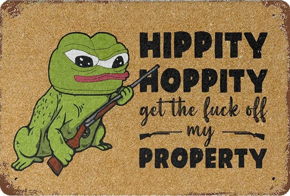Bonoff Hippity Hoppity Get The Fuck Off My Property Frogign, Metalheetigns,Ation Vintage Decor Poster Wall Art Decor Metal Sign Poster 8X12 Inches