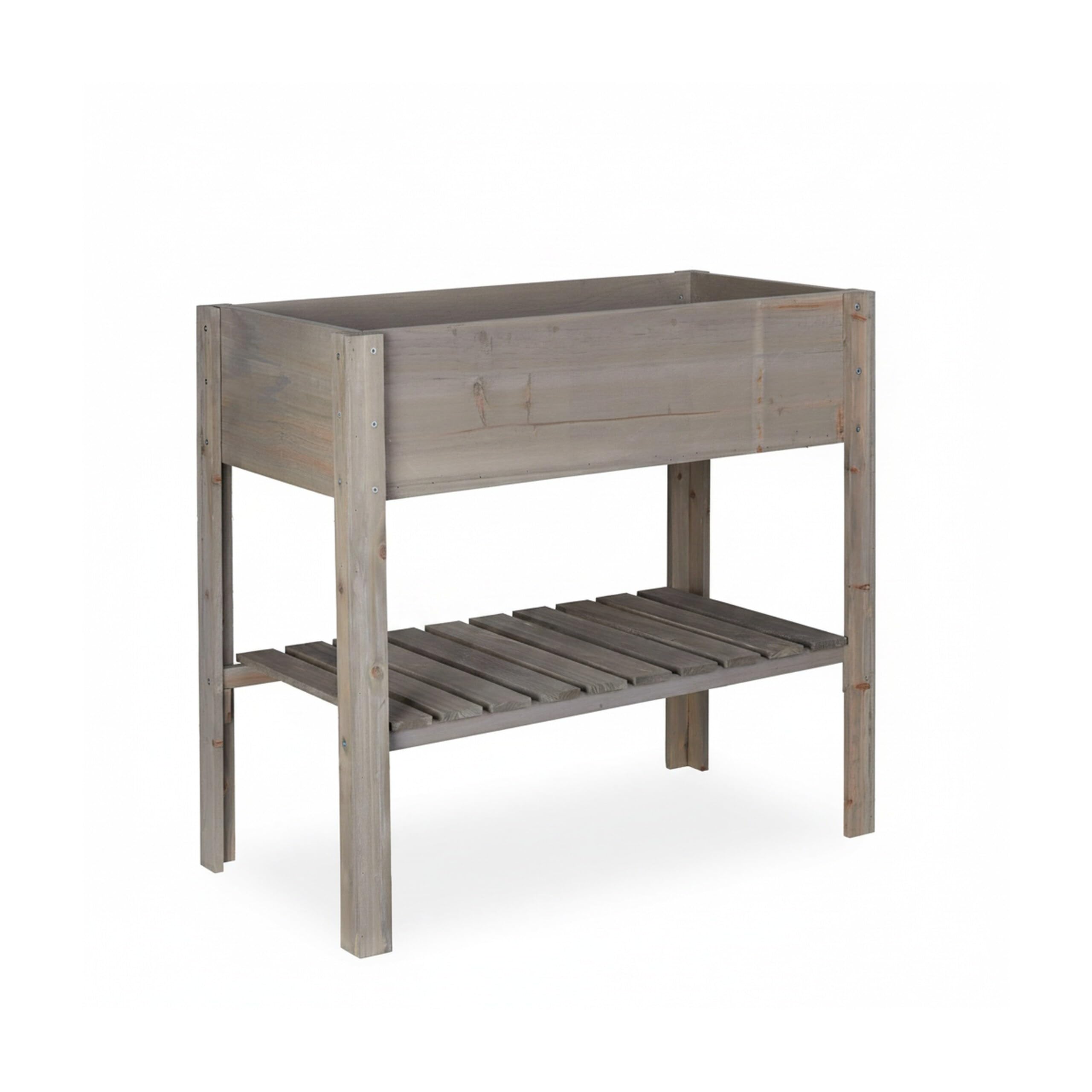 Relaxdays Carré Potager Bois, légume, Herbes, Jardin, Balcon, Jardinière sur Pied, HxlxP: 80 x 88 x 43,5 cm, Gris