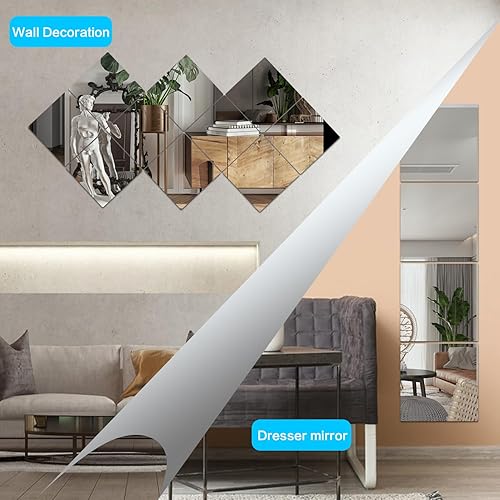 Miniatura 7 de AmasSmile Espejo de pared de longitud completa, 12 x 10 x 4 pulgadas, azulejos de espejo acrílicos autoadhesivos, calcomanías de espejo