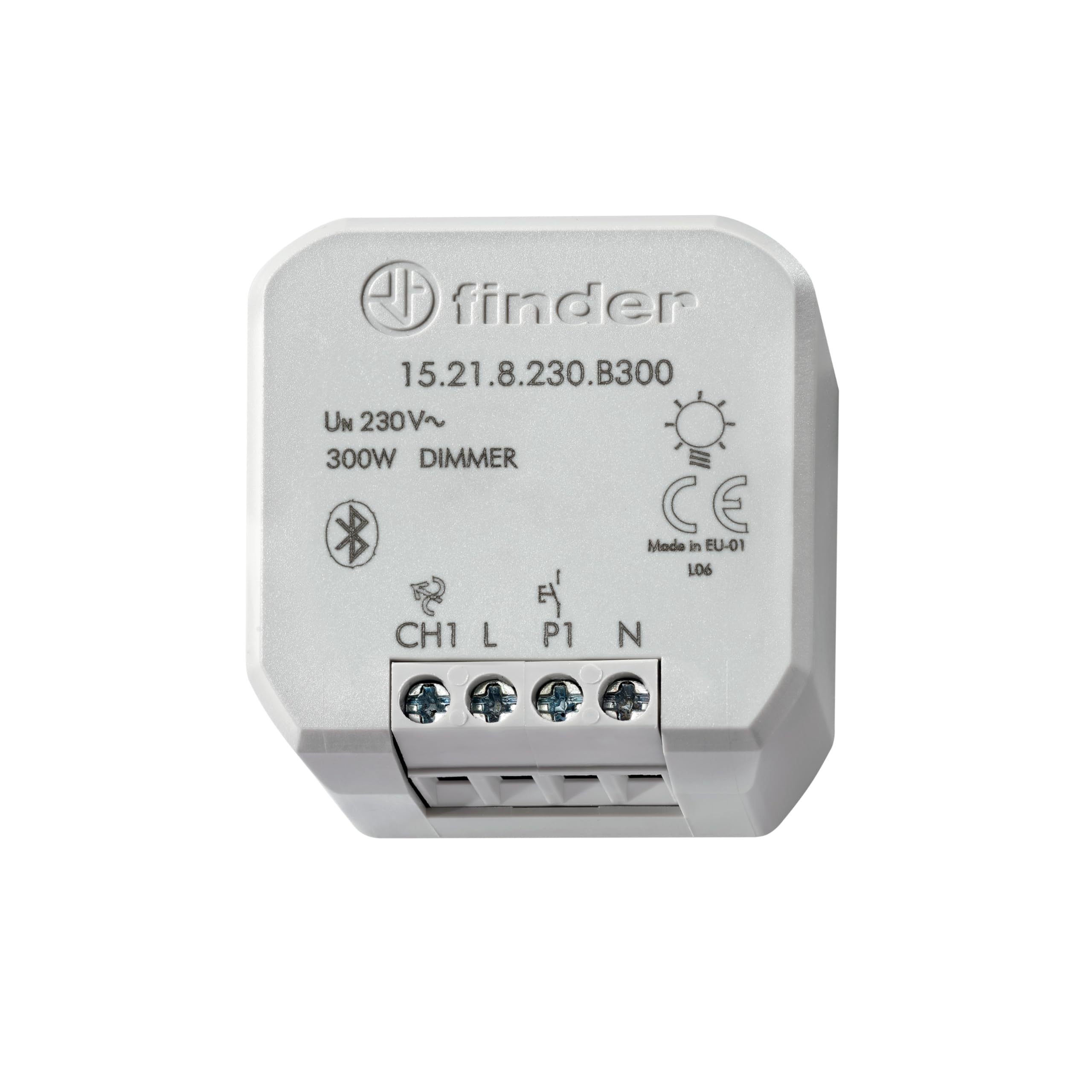Finder Dimmer elettronico Bluetooth YESLY Tipo 15218230B300. Varialuce con montaggio a incasso. 7 funzioni selezionabili. Comandabile con App.