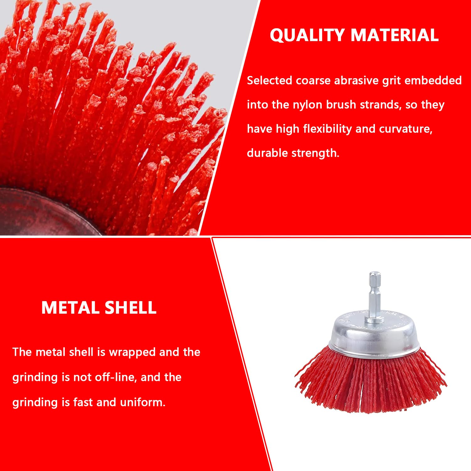 7 Stück Nylonbürste Set mit 1/4 Schaft Nylon Filament Scheibenbürste Topfbürste Pinselbürste Set 7 GrößEn Schleifaufsatz für Bohrmaschine perfekt zum Entfernen von Rost/Korrosion/Farbe