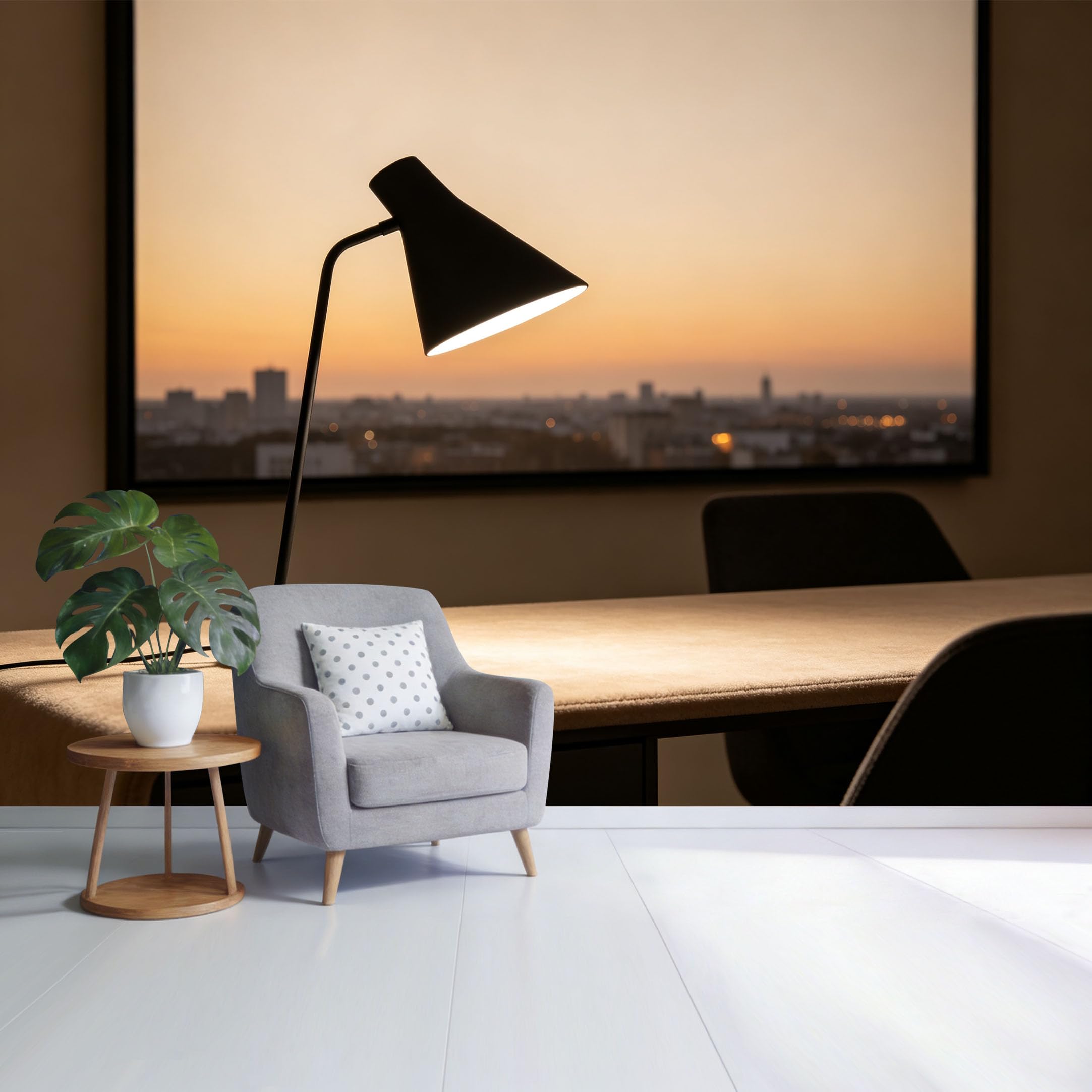 Custom Size Wall Mural Modern City Skyline Sunset View Minimalist Warm Light Aesthetic SelfAdhesive Wall Fabric Removable Wallpaper for Home Office Decor