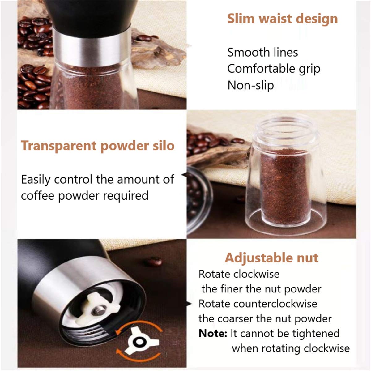 Manivela De Acero Inoxidable Resistente Al Desgaste Que Ahorra Espacio Molinillo De Café Con Núcleo De Cerámica Molinillo De Café Manual Lavable, 17x15x6cm
